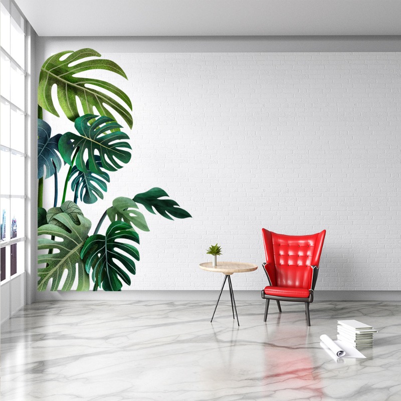 거실 침실 배경에 대 한 대형 북유럽 녹색 잎 벽 스티 - Pvc Panel Background 리뷰 및 가격