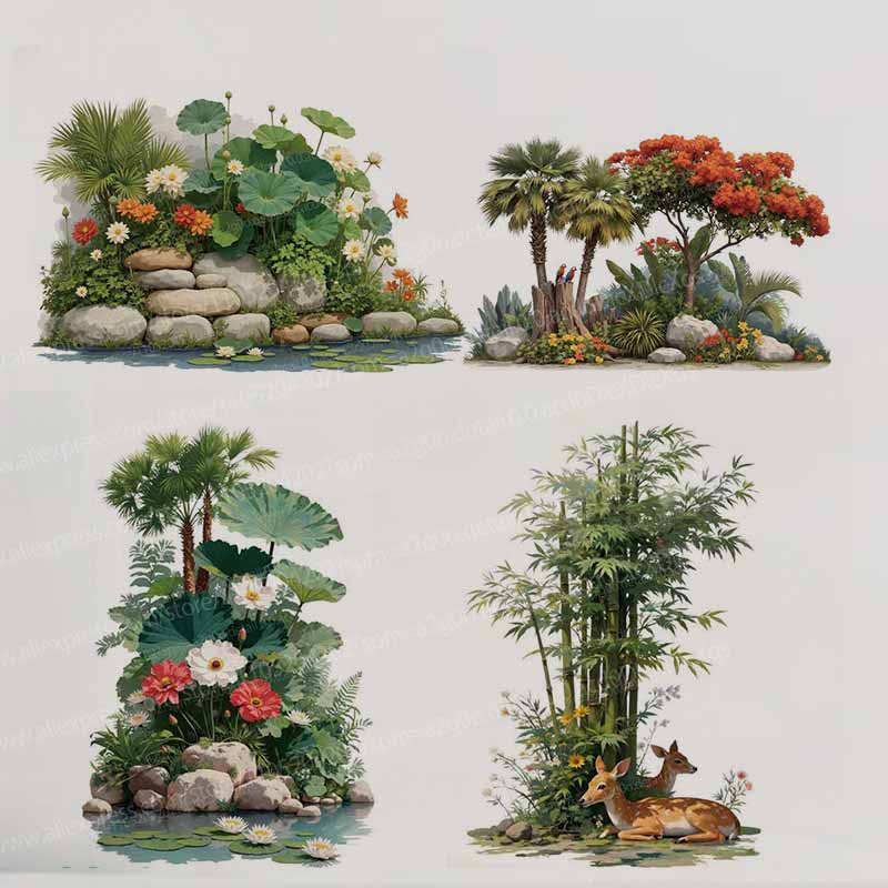 열대 식물 꽃 나무 벽 스티커 홈 가든 AA413을 위 - Pvc Panel Background 리뷰 및 가격
